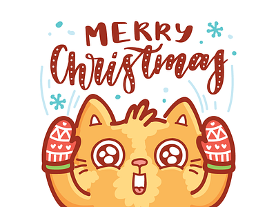 🎄Merry Christmas! 🎄 animal cartoon cat character christmas cute doodle holiday new year sticker vector winter