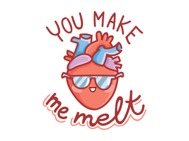 U just make me melt ;) doodle valentine day sticker illustrations romantic love heart stickers ios vector character cute
