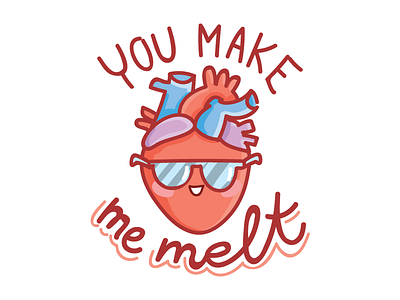 U just make me melt ;) character cute doodle heart illustrations ios love romantic sticker stickers valentine day vector