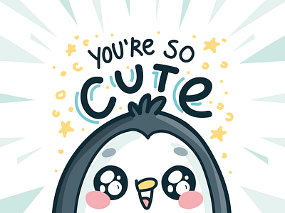Penguin character cartoon character cute doodle illustration imessage ios penguin star stickers text vector