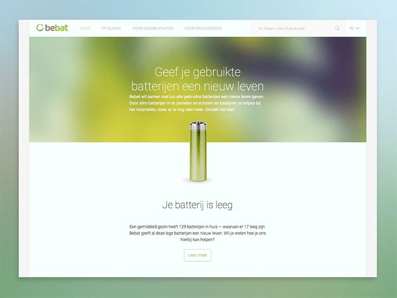 Website Bebat animation battery green recycle storytelling webdesign