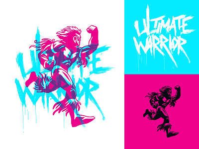 Ultimate Warrior Artwork Breakdown artwork brushed illustration licensing neon t shirt typography ultimate warrior wrestling