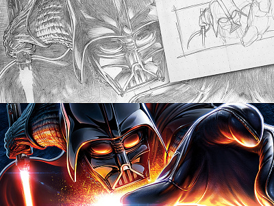 18 Days of Star Wars: Darth Vader darth vader digital painting illustration packaging process sketch star wars