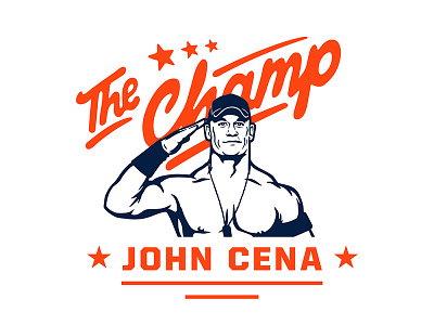 The Champ is Here! america blue illustration john cena july 4th love patriotism red style guide united states white wrestling