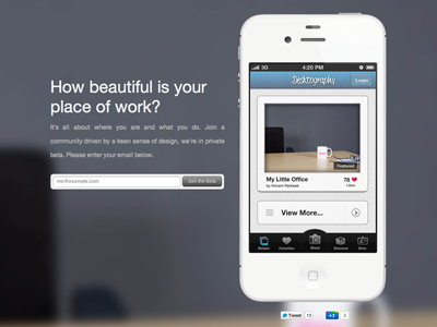 Desktography! beautiful design desk desktography ios iphone app website work your desk