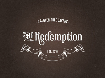 The Redemption bakery branding gluten free kitchen logo phaeton prohibition ribbon texture vintage