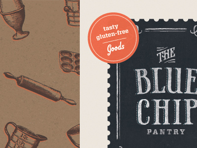 Blue Chip Packaging Mockup bakery branding etchings gluten free logo mockup packaging screenprint texture vintage