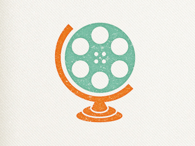 Film branding earth film globe logo reel retro texture travel videographer