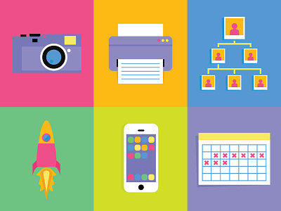 Icon Samples calendar camera design icon icons launch mobile phone print printer rocket web