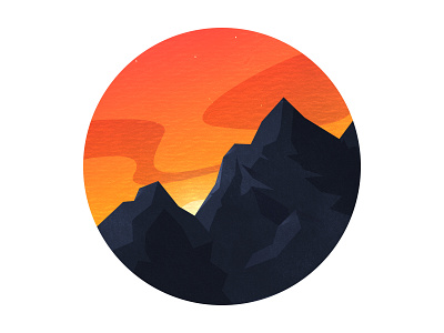 Mountain dark landscape minimalism mountain orange sunset