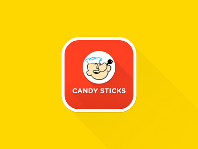 Popeye candy cigarette icon long shadow red yellow