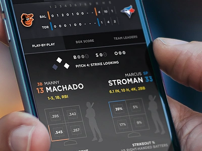 Baseball Stuff!!!!!!! analytics baseball box count dark mlb mobile play sports stats ui ux