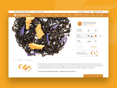 Attractive Product Page for Tea Ecommerce design ecommerce product product page tea ui ux web