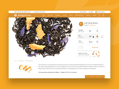 Attractive Product Page for Tea Ecommerce