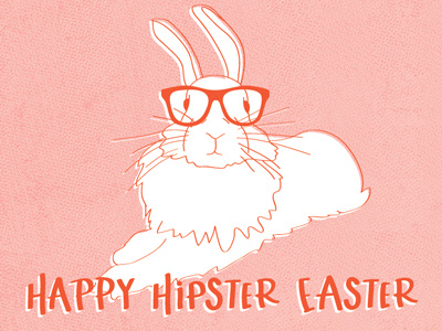 Happy Hipster Easter greeting card bunny greeting card hand lettering illustrator lettering