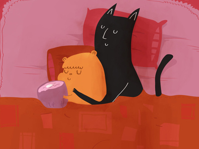 Ham Cat - Valentines Day cute drawing fuzzy ham and cat hamcat illustration pink rewfoe sweet valentines day warm