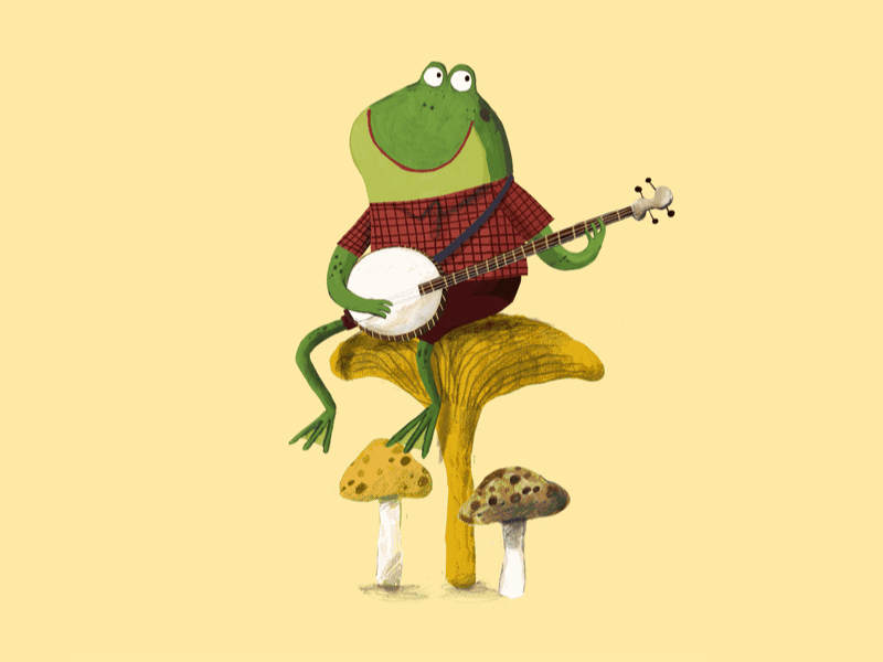 Banjo Frog Kathryn Durst x Rewfoe Collab animation cute design drawing fun gif gif animated illustration rewfoe