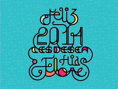 Feliz 2014 happy new year postcard