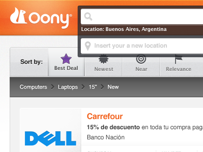 Oony logo nav orange search violet