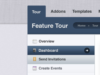 Inner Pages blue dashboard grey icon sidebar