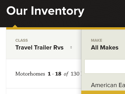 Filter Motorhomes category chosen filter inventory javascript plugin results search