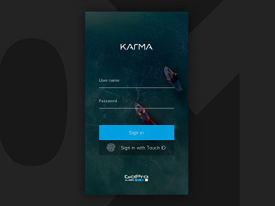 Daily UI - GoPro Karma drone mobile login dailyui gopro karma login surfing touchid ui