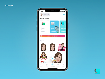 My Stickers – Mirror Emoji Keyboard app cartoon concept design emoji interaction ios keyboard mirror stickers