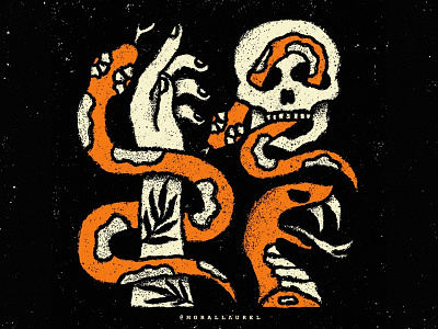 23. Snake 🐍- Moral Laurel's Inktober americana bones burnt orange digital illustration halloween halloween inktober inktober inktober2020 ipadpro ipadprocreate moral laurel inktober orange prompt list skull skull and snakes snake spooky tattoo