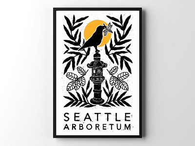 Seattle Arboretum Pt. 3 animal illustration birds block print block print illustration botanical art botanical illustration crows illustration illustration digital ipadart japanese garden ladies who illustrate lady maker moral laurel poster series procreate illustration seattle arboretum seattle artist seattle illustrator seattle maker