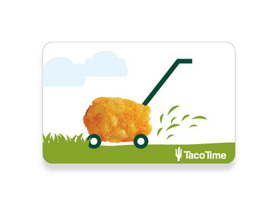 Taco Time NW Seasonal Cactus Cards - Spring cactus cactus cards fast food gift cards illustration lawn lawn mower pnw spring lawn springtime taco time taco time nw taco time nw cactus cards tacos tater tots