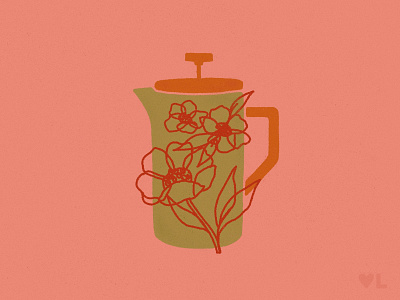 Vessels Color Study Series - 01 burnt orange coffee floral illustration flower illustration illustration illustrator olive green retro retro color retro floral illustration retro illustration retro tea pot tea teapots vases vessels vintage vintage color vintage illustration vintage tea pot