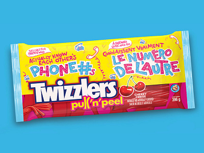 Twizzler's Twisted Shoutouts - Phone # Package campaign candy cartoon handlettering hersheys illustration lettering shoutout twizzlers