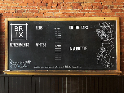 Brix drinks menu alcohol chalk chalk menu drinks flowers handlettering lettering menu posca sign painting signpainter wine