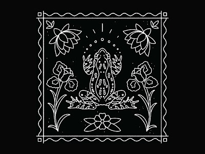 Frog black and white bugs design flash floral flowers frog handmade illustration illustrator insects iris line art lotus pattern procreate tattoo tattooflash tile