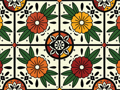 Flower Tile color floral flowers geometric illustration illustrator morallaurel pattern procreate spanish spanishtiles symmetrical symmetry tile tiles traditional