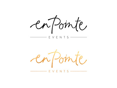 En Pointe Events hand lettering identity small business typography