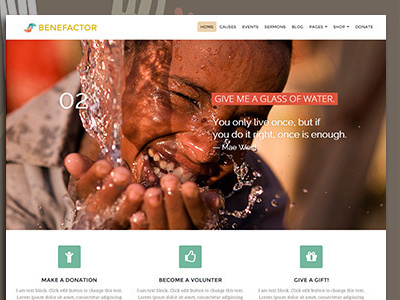 Benefactor Nonprofit Multipurpose WordPress Theme bulletin catholic charity christian church church template donation events non profit programs