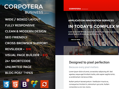 CORPOTERA - Responsive Multi-Purpose WordPress Theme agency blog bootstrap business clean company corporate flat design fullscreen html modern