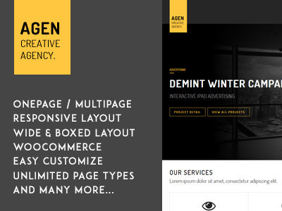 AGEN - One Page / Multi Page Responsive WP Theme