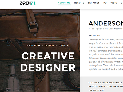 Briwfi - Onepage WordPress/Portfolio Theme