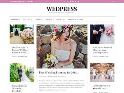 WedPress - Responsive WordPress Wedding Magazine Theme blog bride ceremony clean couple elegant gallery groom love marriage modern one page responsive wedding wedding theme