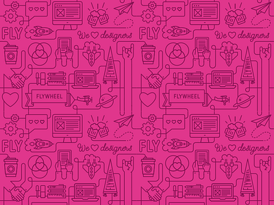 Flywheel Icon Pattern beer designer hands heart icons illustration pattern rocketship tech tileable ui