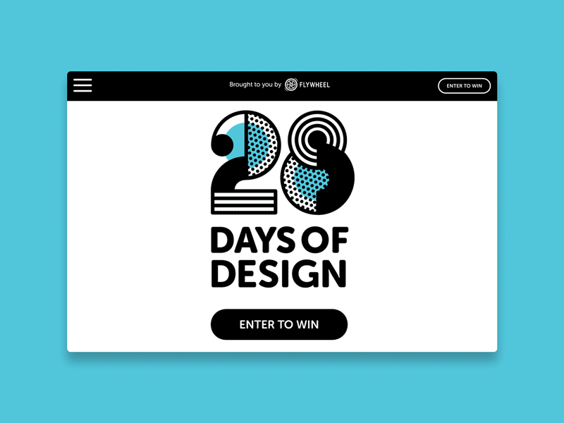 28 Days of design Microsite black and white blue microsite one page pattern scroll site sticky nav website