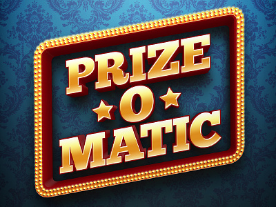 Prize-O-Matic 3d font game gold lights prize star style title vegas vintage