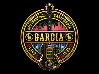 Garcia Shirt Design bolt california guitar logo rose san francisco shirt wood