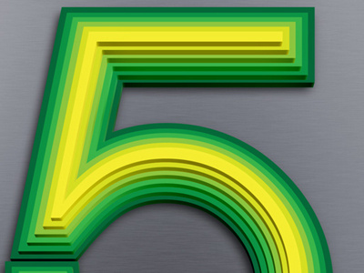 5 3d green number yellow