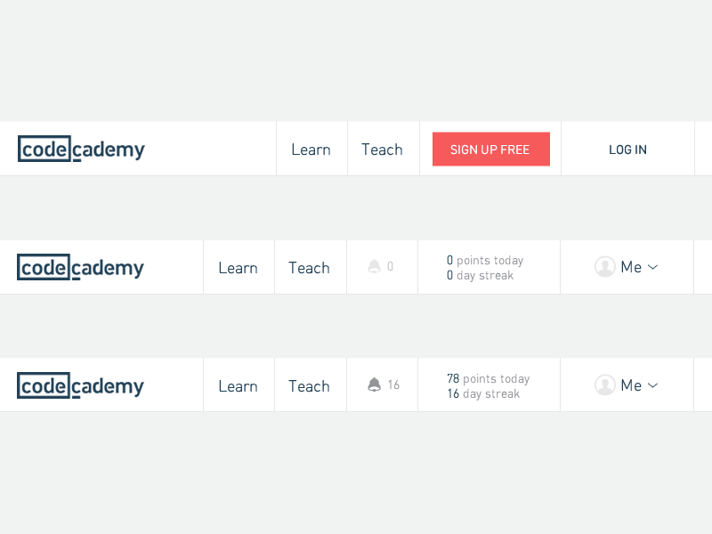 Our new header codecademy header interface ui ux