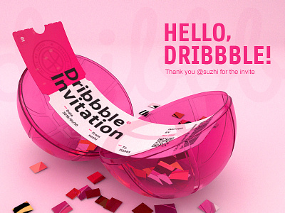 Hello Dribbble! 3d basketball c4d egg first shot hello invite pink shot thanks