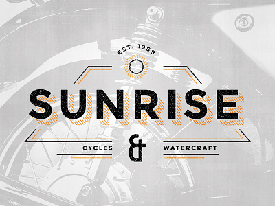 Sunrise Vintage Logo brand logo motorcycle orange shop sun texture vector vintage