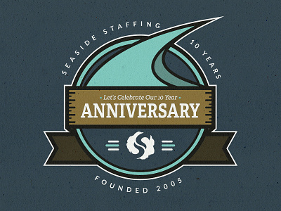 Seaside 10 Year Anniversary Badge || Part Deux anniversary award badge blue green logo shirt wave years